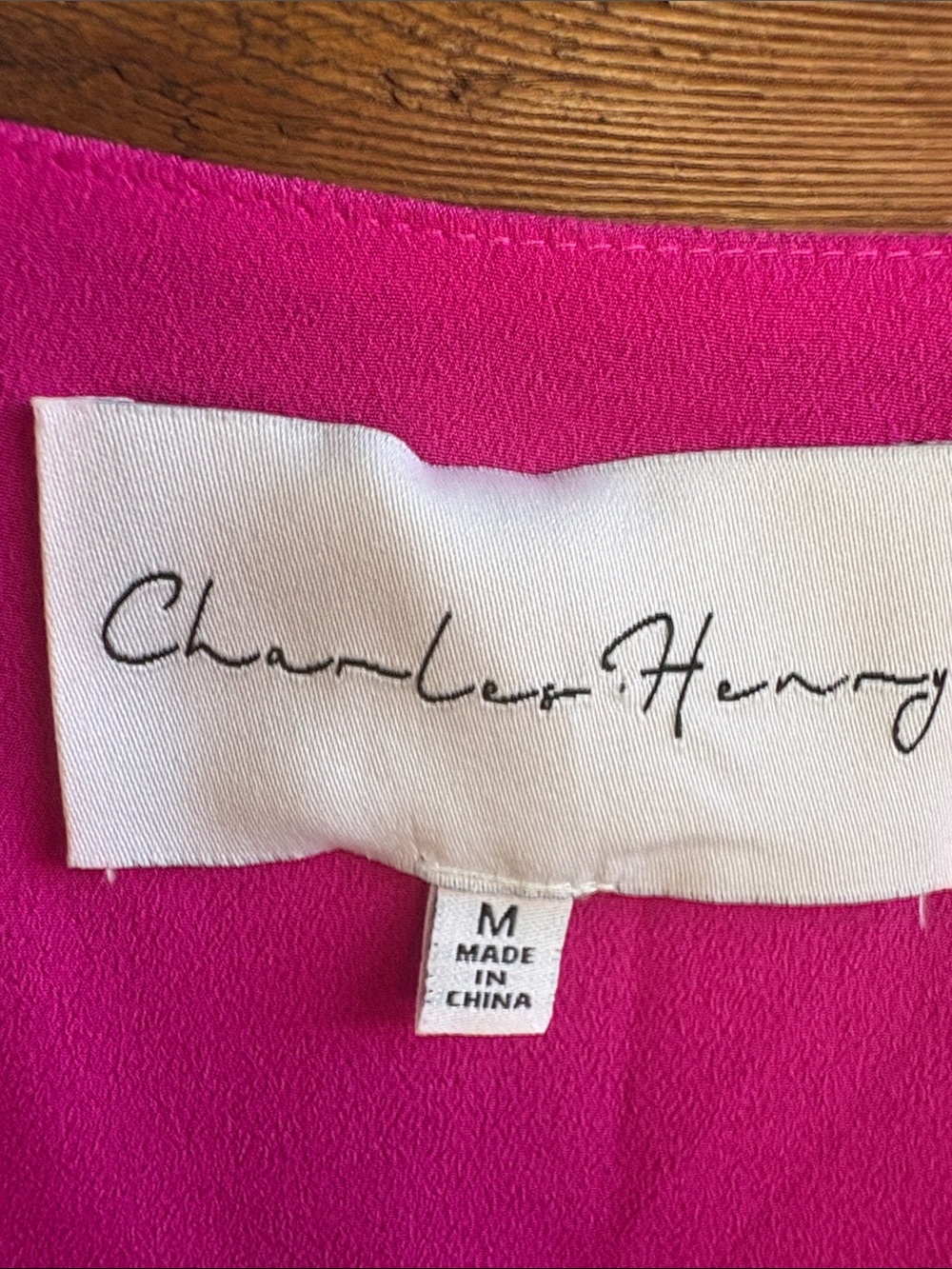 Charles Henry Hot Pink Wrap Mini Dress with Puff Sleeves - Picture 2 of 7